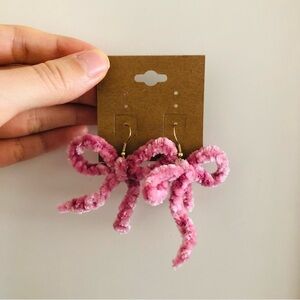 3 for $15 Handmade Crochet Pink Velvet Bow Earrings